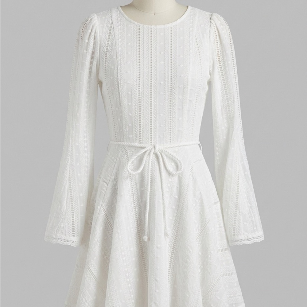 Tularosa White Lace Long Sleeve Dress